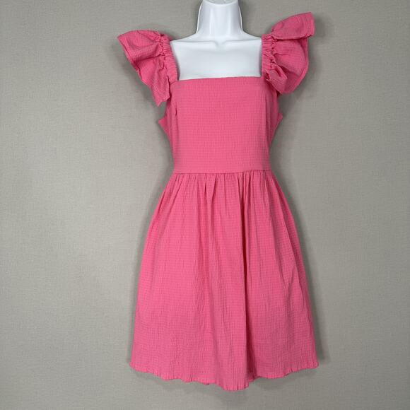 Mi Ami Francesca's Dress Womens Small Pink Ruffle Flutter Sleeve Open Back Prep - Picture 1 of 14